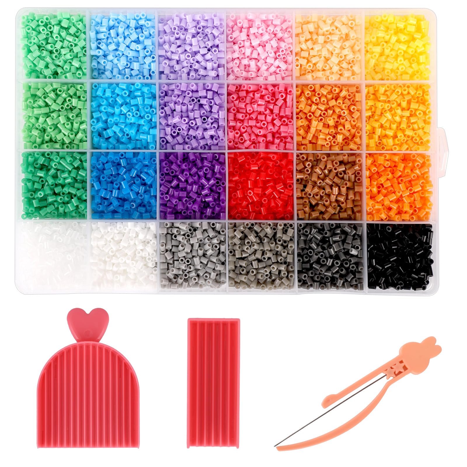 XIHIRCD 12000pcs 24 Colors 2.6mm Mini Fuse Beads Kit with Picking Tools