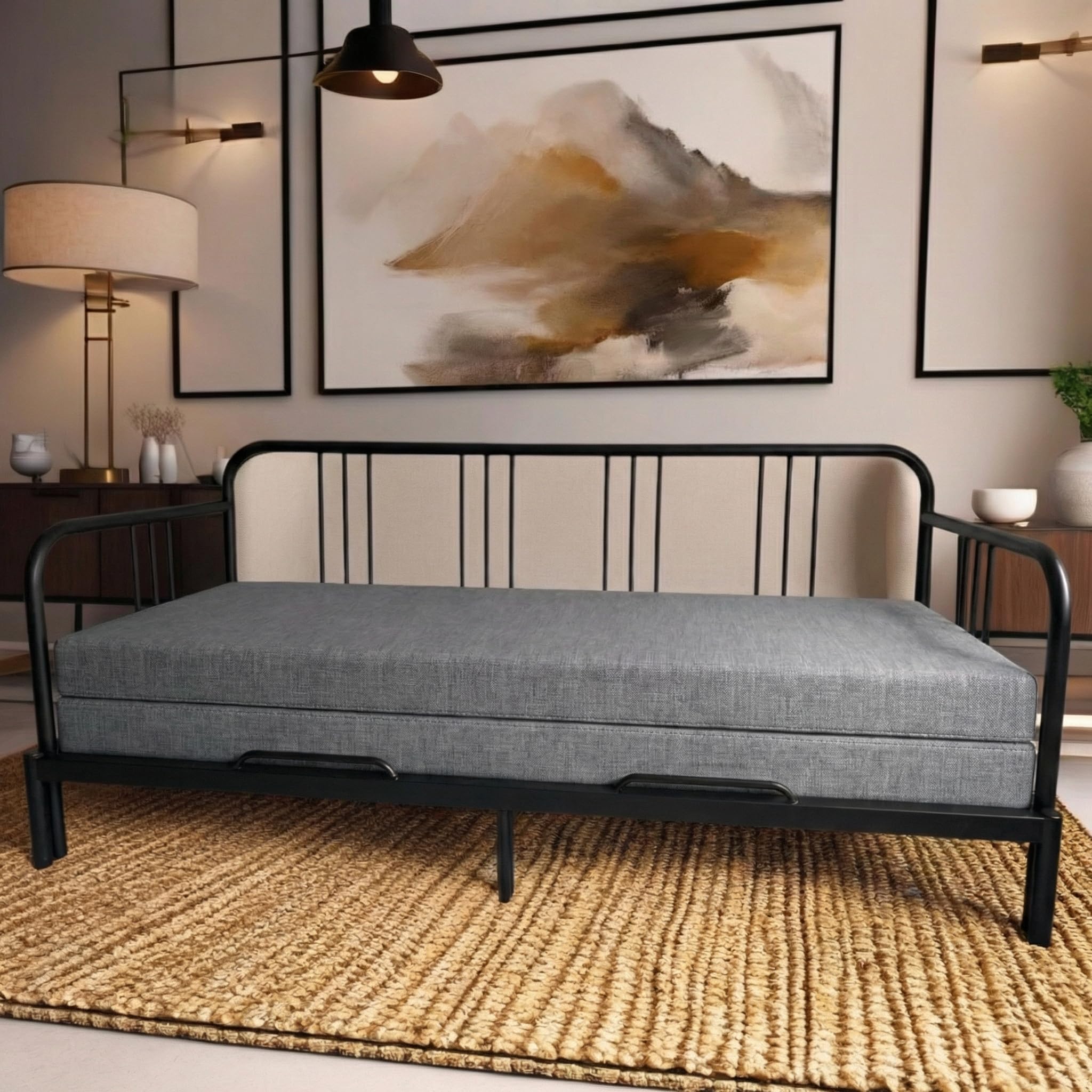 Housse matelas Fyresdal anti-glissement pour canapé en lit convertible 80x200 cm