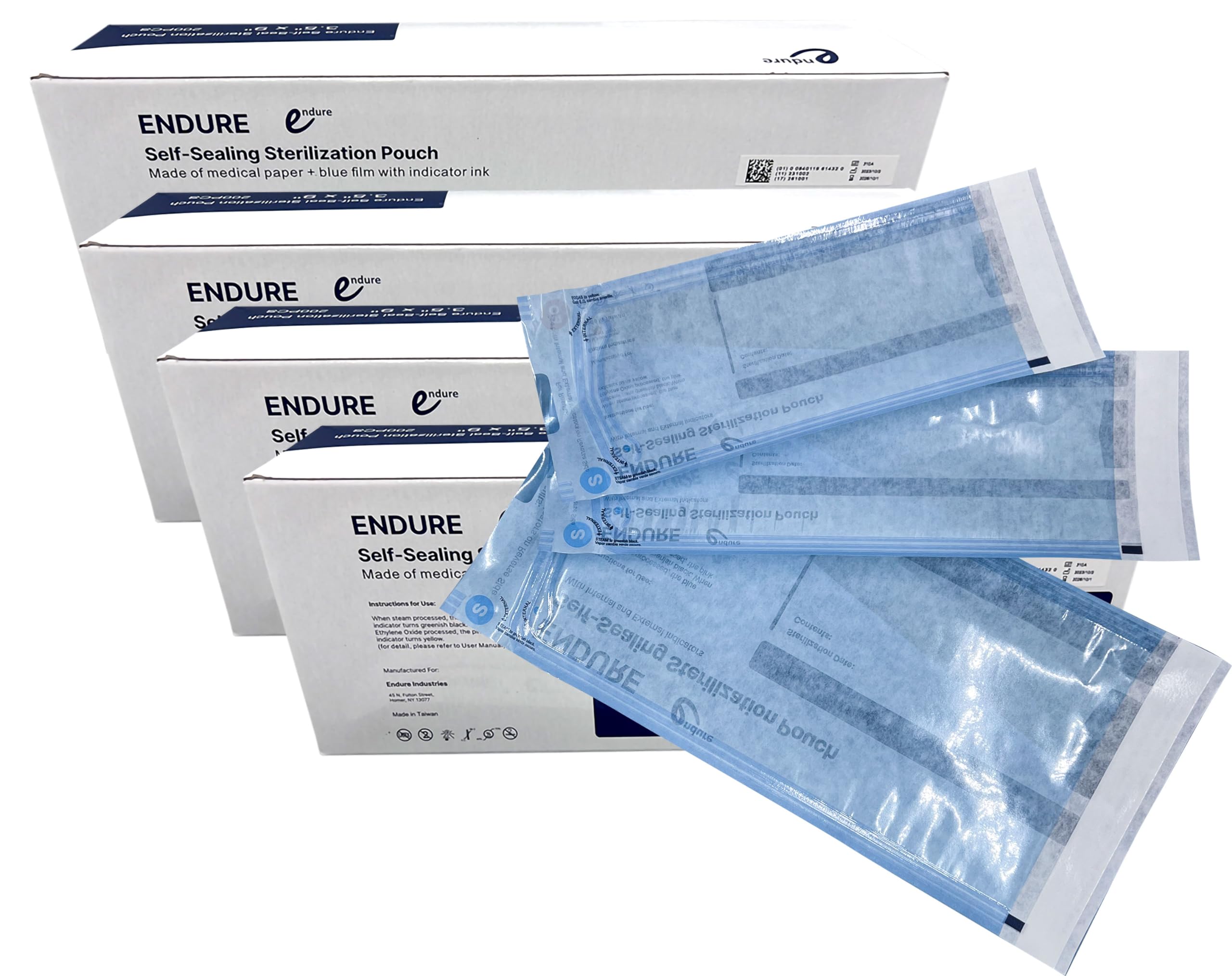 Endure Blue Self Seal Sterilization Pouch for Cleaning Tools, Autoclave Sterilizer Bags, Case of 800 Pouches (3.5
