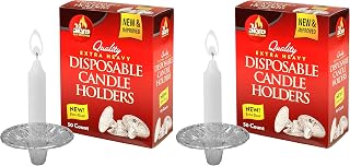 Ner Mitzvah Disposable Foil Candle Holders, Heavy Duty Aluminum Protector Bobeches, Drip Guard Candlestick Liner Inserts, 50 Count (Pack of 2)