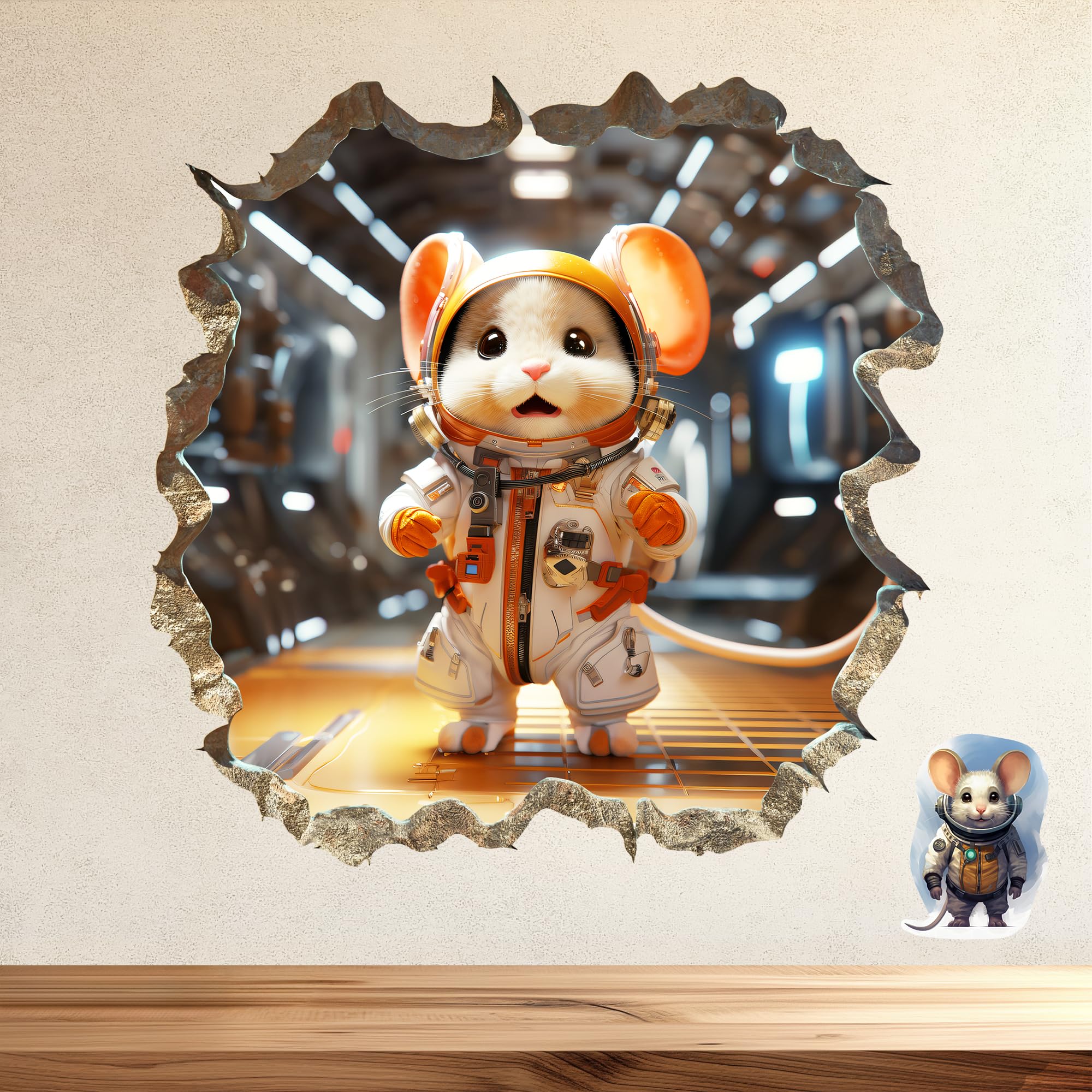 The Whimsy Hues - PVC Vinyl, Mouse in a Hole, Funny Sticker for Walls, Laptops, Tablets, Fridges, Cupboards, 3D Wall Sticker - Waterproof (Spaceman Mouse) (B0CVCKFPSY) Amazon Price History, Amazon Price Tracker