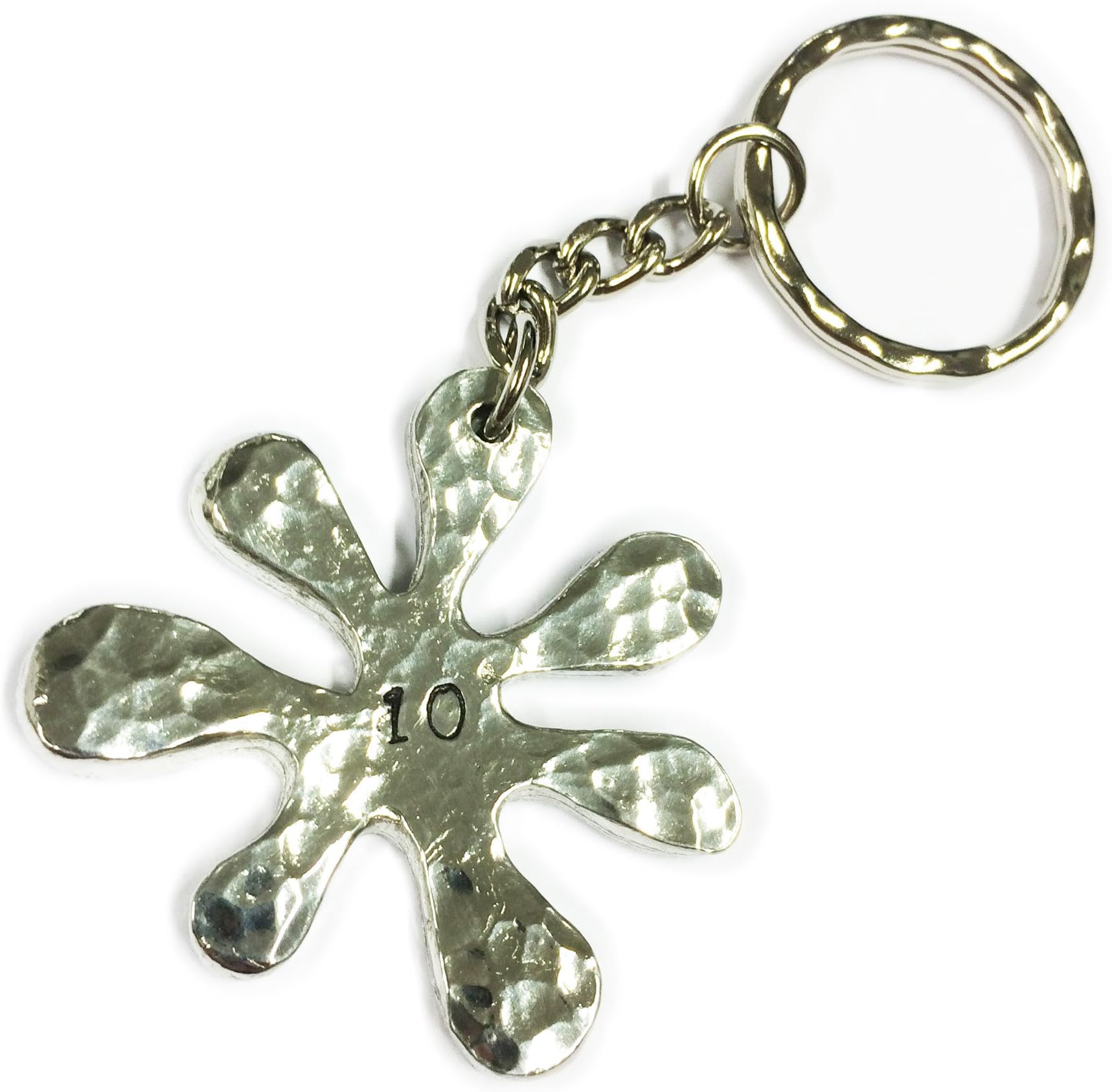 Tin 'Splat' Keyring. 10th Anniversary Gift.