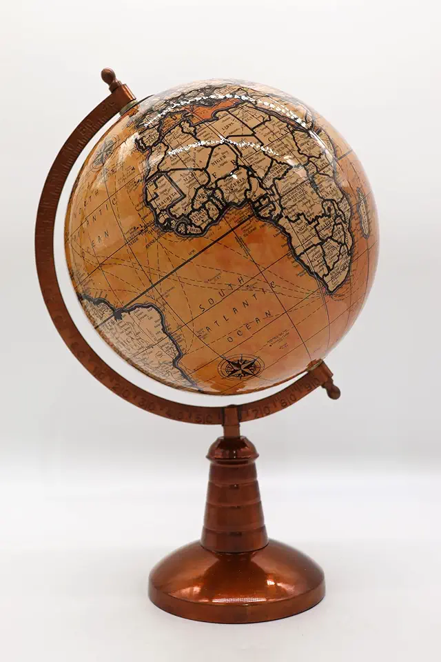 Globo Terrestre Decorativo com Base de Metal Cobre