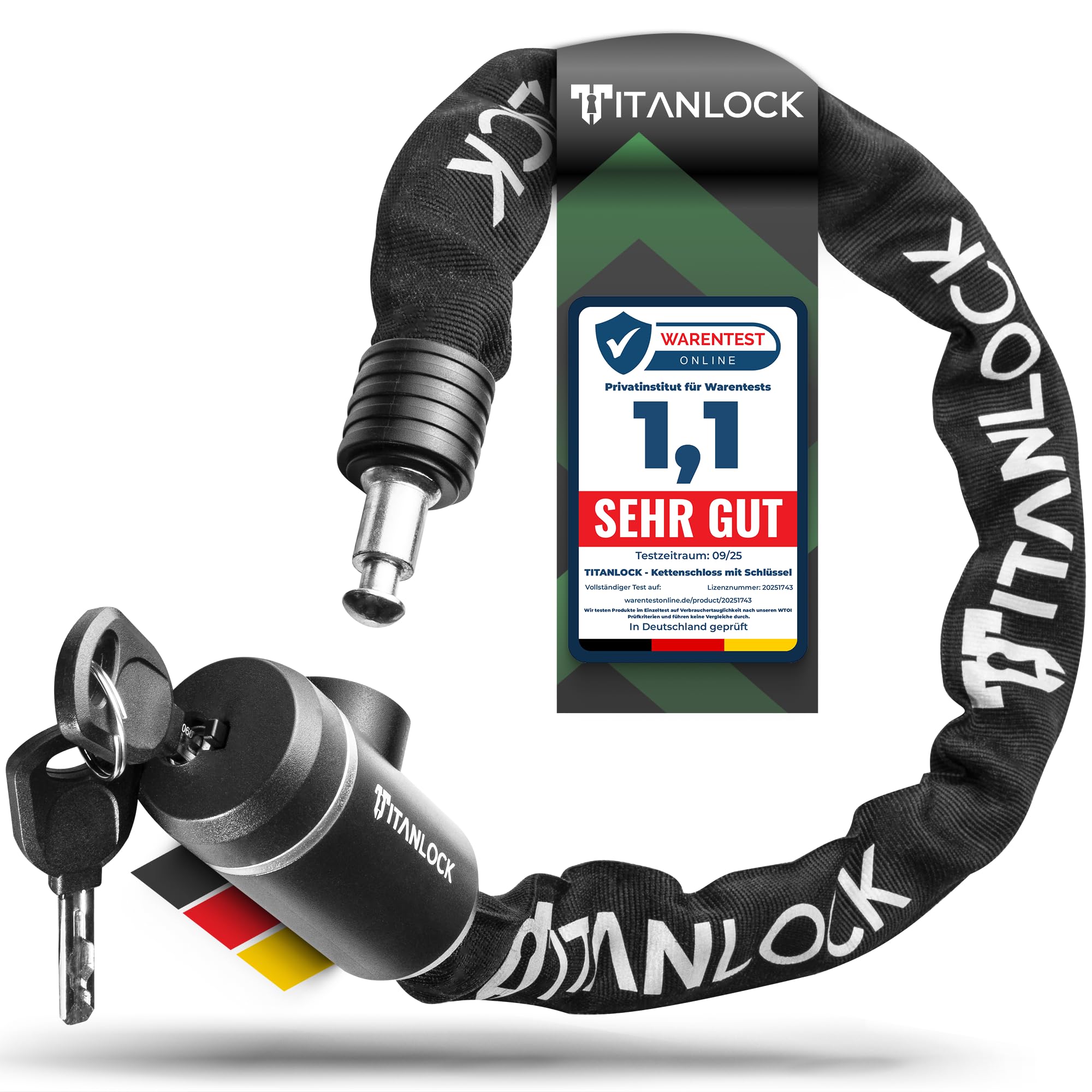 TITANLOCK Fahrradschloss Kettenschloss Diebstahlsicher [REFLEKTIEREND]