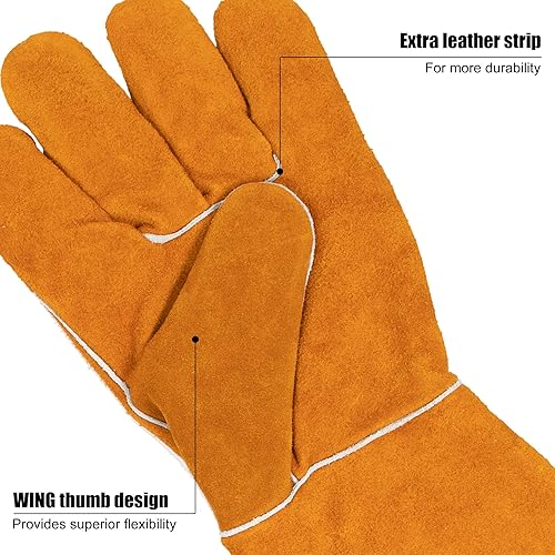 Miniatura 6 de BEETRO Guantes de soldadura, 12 pares de cuero de vaca forjaMigStickTig soldador resistente al calorfuegoguantes para