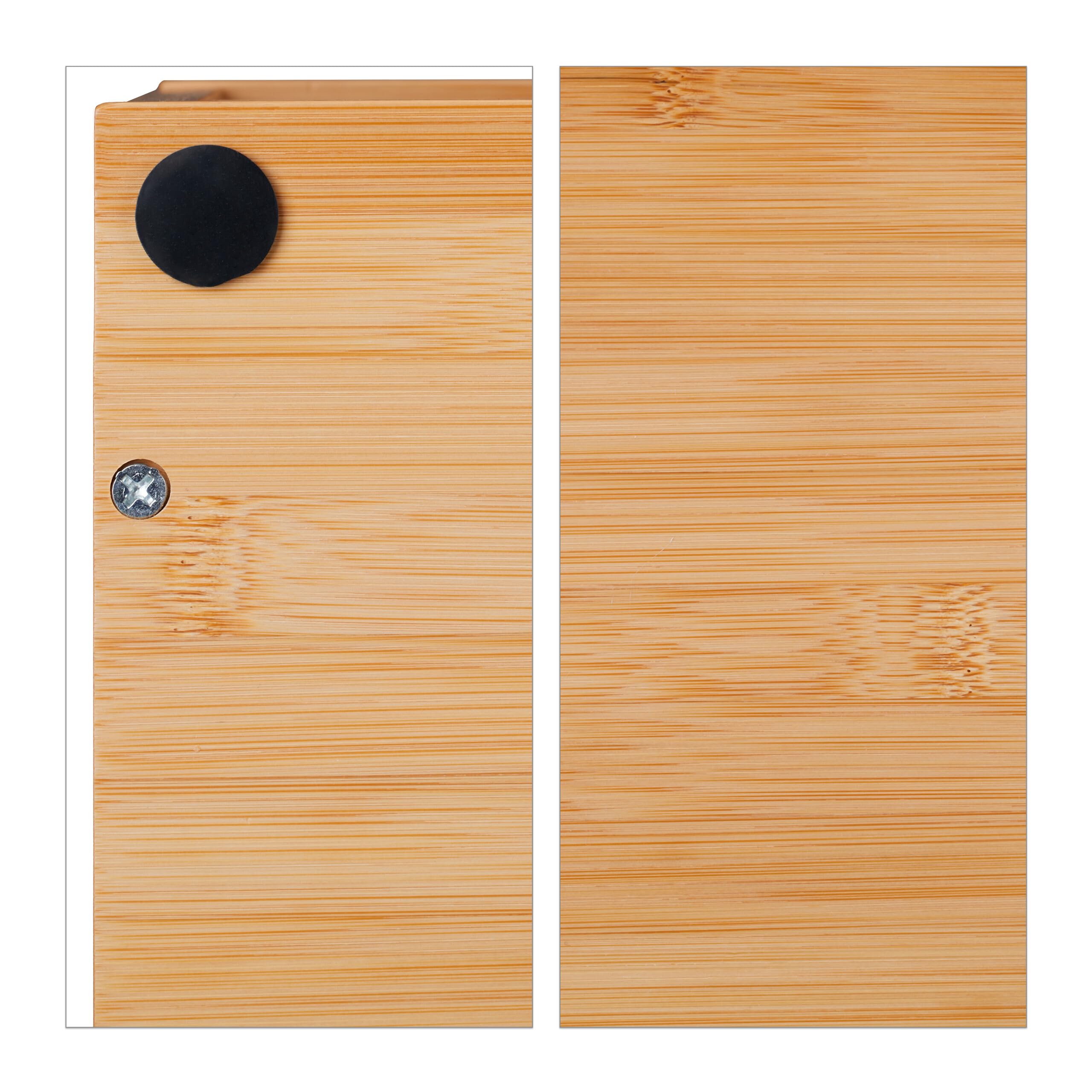 Relaxdays Organizer biurkowy, 1 szuflada, 2 przegródki, HxWxD: 22 x 40 x 31 cm, Bambus, Miejsce pracy, Natura
