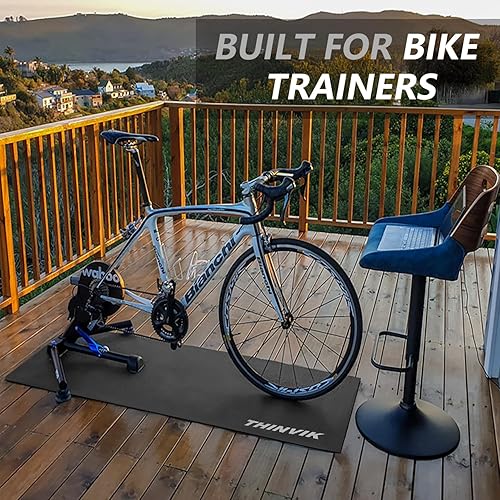 Vista 8 de Thinvik Alfombrilla de bicicleta para bicicleta Peloton Spinning y Wahoo Kickr 30 x 60 pulgadas/30 x 72 pulgadas, alfombrilla de entrenamiento