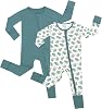 JunNeng 2Pcs Baby Rayon from Bamboo Sleeper with Mitten Cuffs, Footless Zipper Cozy Pjs, Non-Slip Soles Romper