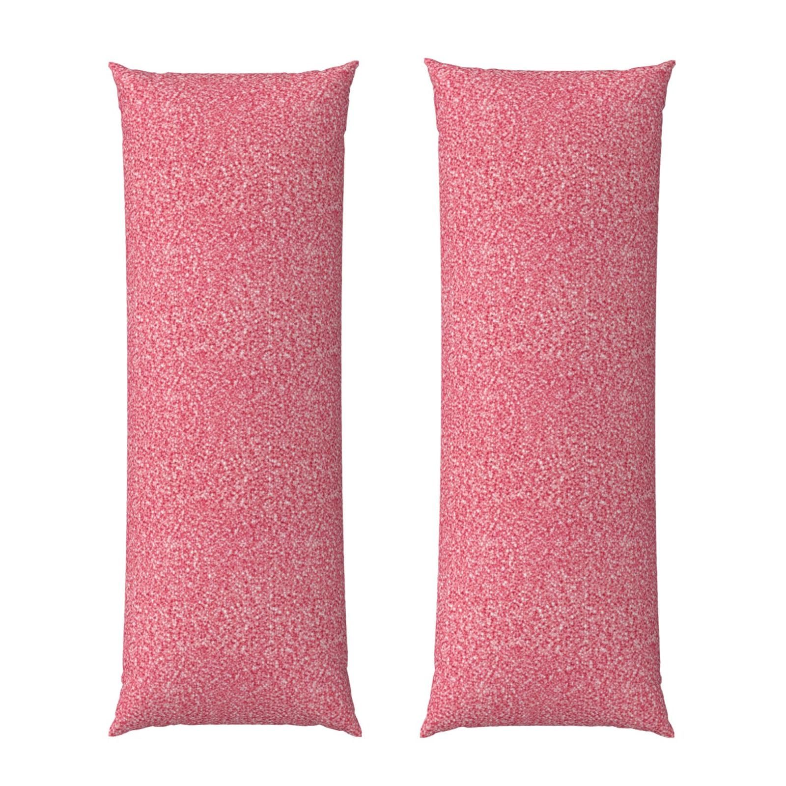 Long Pillow Cover 20x54, Pink Glitter Texture, Cozy Microfiber Pillowcase with Zipper, Soft Breathable Protector for Bed Sofa Couch Decoration