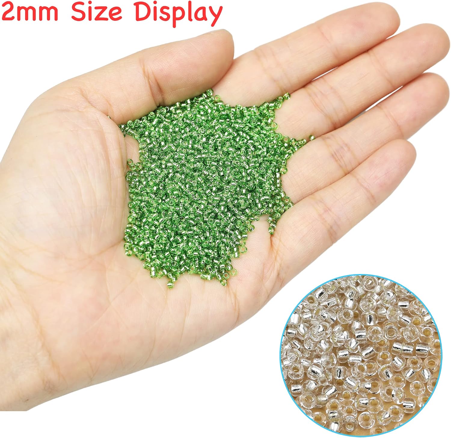 Bala&Fillic 12/0 Glass Seed Beads Transparent Silver Lined Seed Beads About 10000pcs/110g in Box (Silver Color) - Image 3