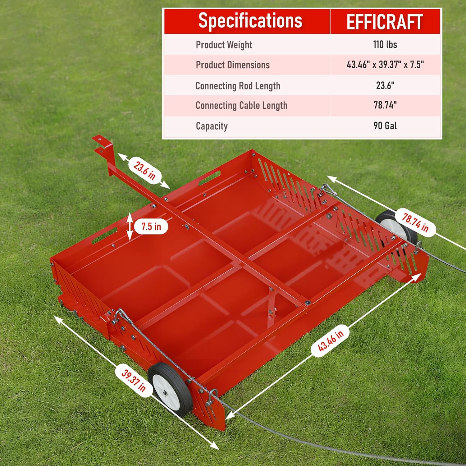 2-in-1 Manure Fork & Tow Behind Trailer Manure Scoop, Yard Sweeper for Horse Manure, Versatile Lawn Sweeper, and Efficient Drag Manure Collector for Easy Cleanup