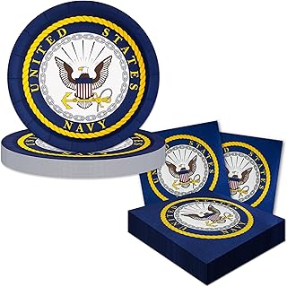 U.S. Navy Party for 32 guests! Jumbo Set includes 32 Lg. 9” Plates & 32 Napkins. Make every Navy Celebration great! by Havercamp