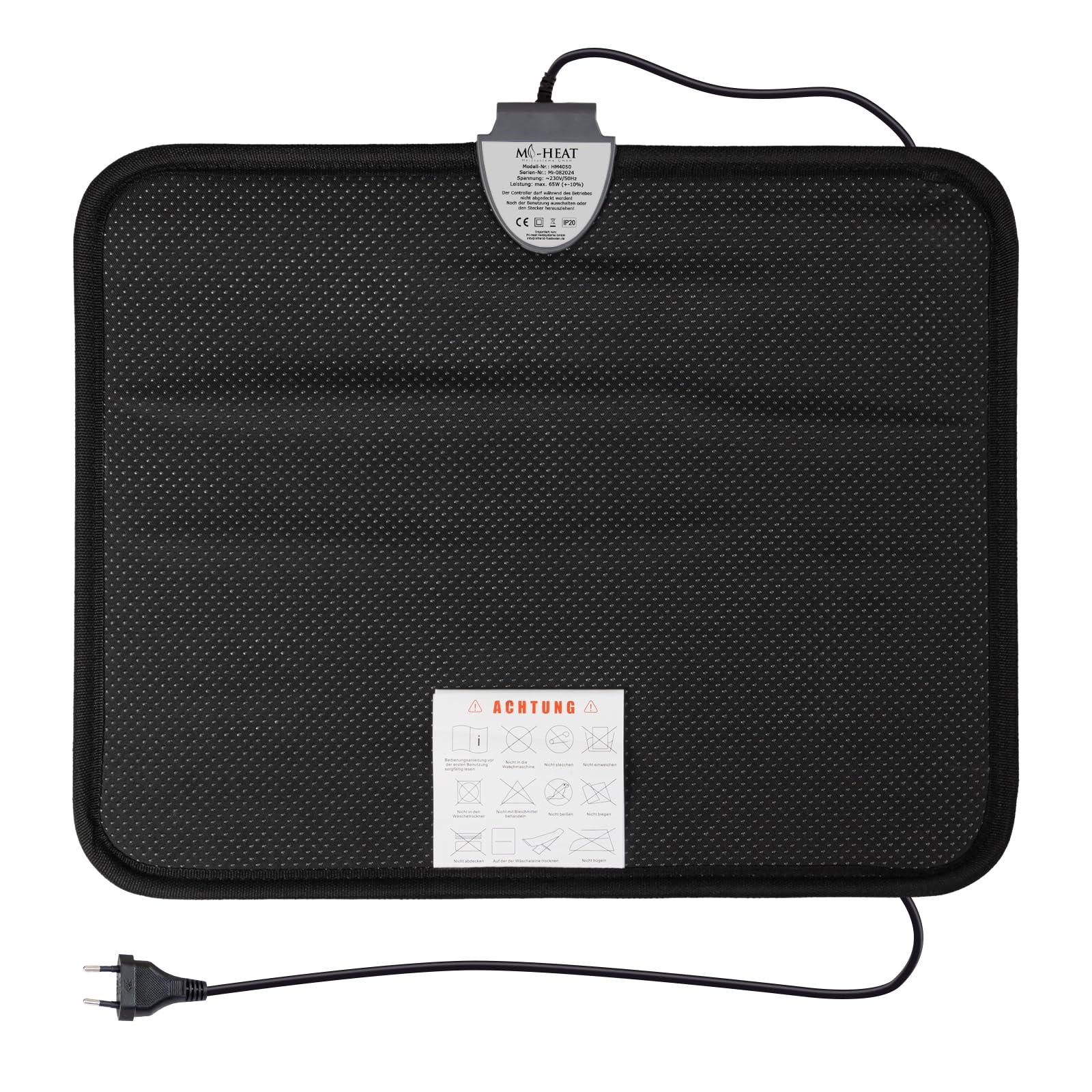 Mi-Heat Infrarot Heizmatte 40x50cm Fußschalter Thermostat 4 Heizstufen bis 45°C Temperatur fester 3 Stunden Timer rutschfeste Rückseite elektrischer PVC Heizteppich leicht zu reinigen