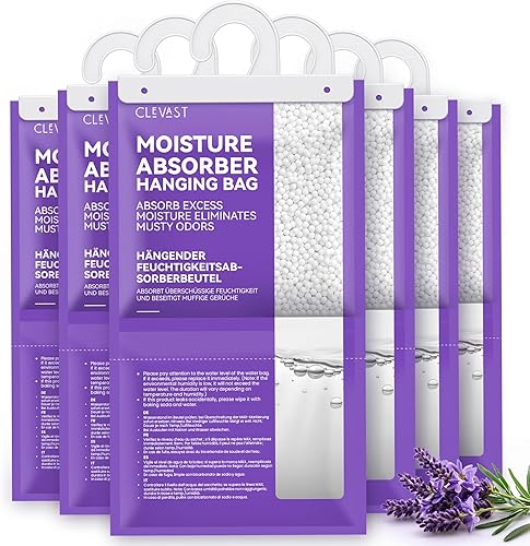Miniatura 8 de CLEVAST Paquetes absorbentes de humedad, 15.2 onzas, paquete de 6, bolsas deshumidificadoras grandes con fragancia de limón para armario, absorbente