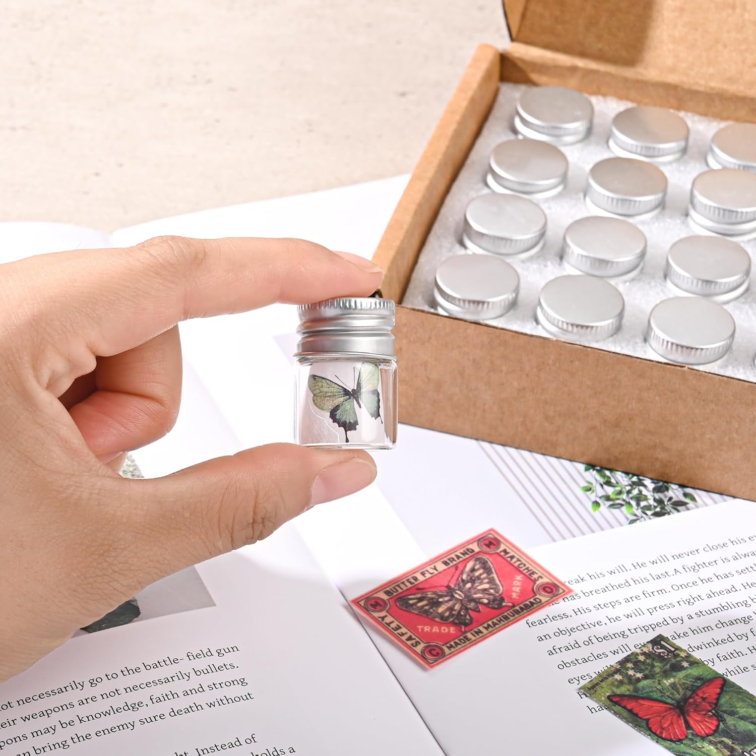 5ml Empty Sample Bottles,Tiny Glass bottle with aluminum screw cap,24 Pack Glass Vials for DIY Art decorations,Wedding Party Favors