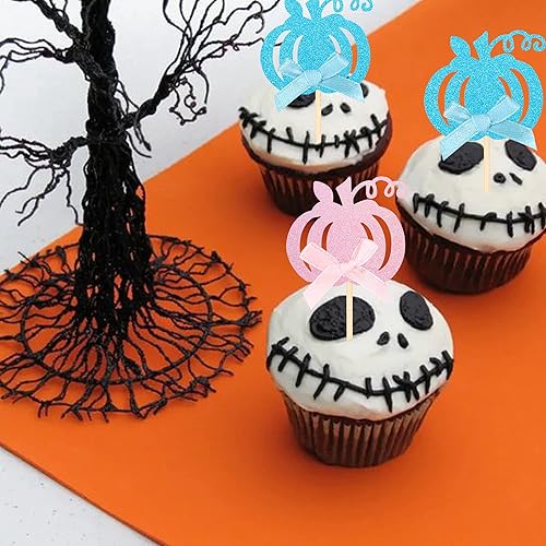 Miniatura 4 de 1 paquete de decoración para tartas con purpurina con temática de otoño, revelación de género, selección de pastel de calabaza, decoración de pastel