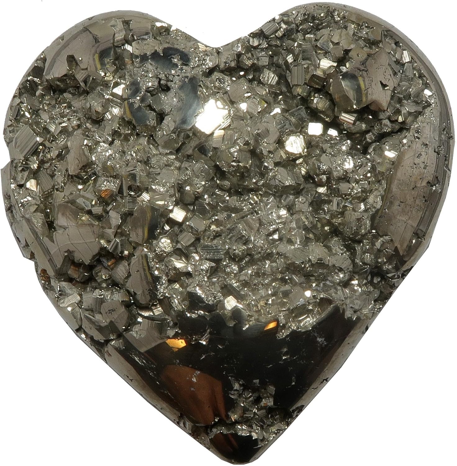 Satin Crystals Pyrite Heart Glistening Love Silver Stone 3.0-3.25 inch