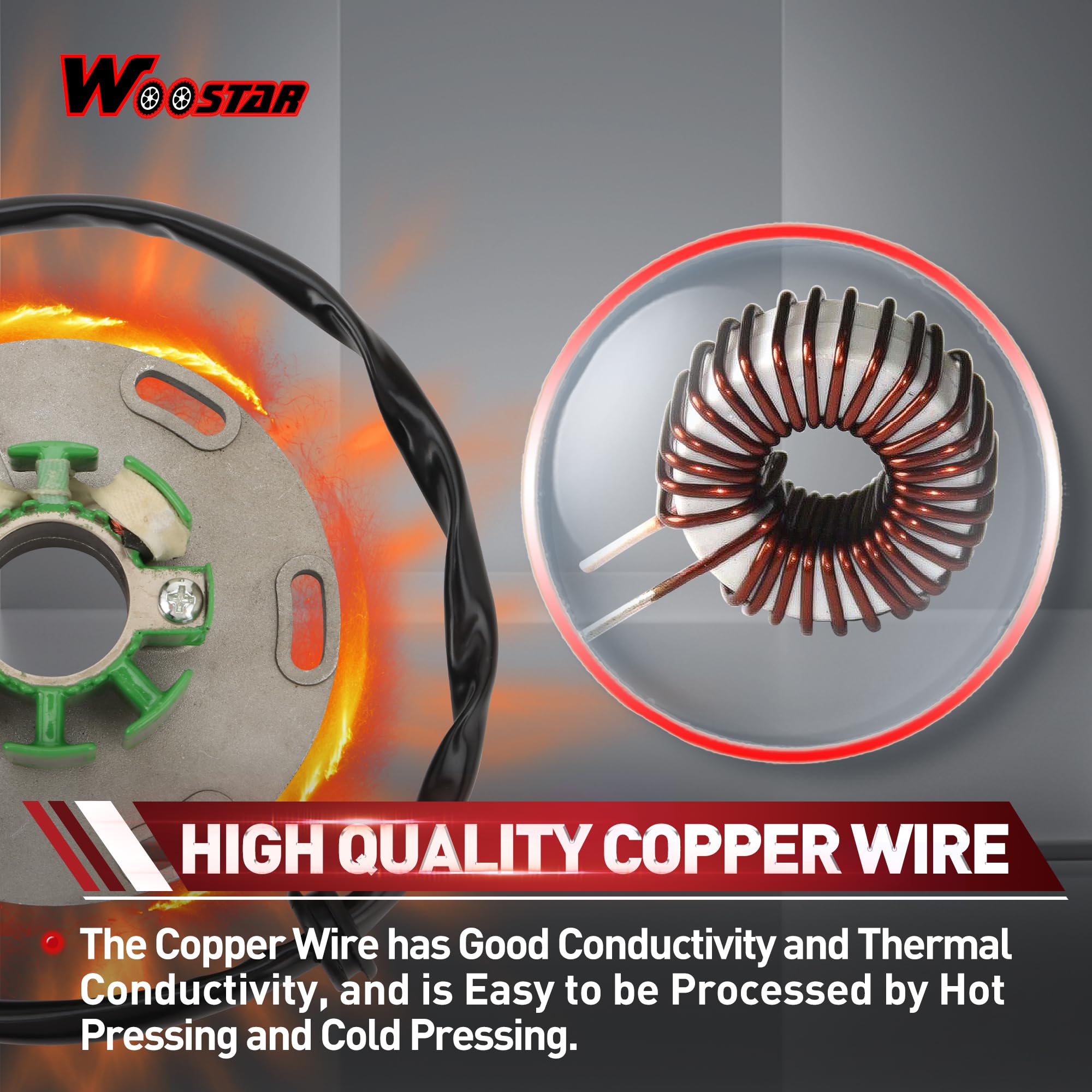 WOOSTAR 6 Bobinas 4 Cable Magneto Estator Reemplazo para Suzuki 1989-1995 RM125 RM250 RM 125 250 OEM 32101-27C00 32101-27C01 32101-27C10 32101-43D00 32101-43D10 32101-28E00