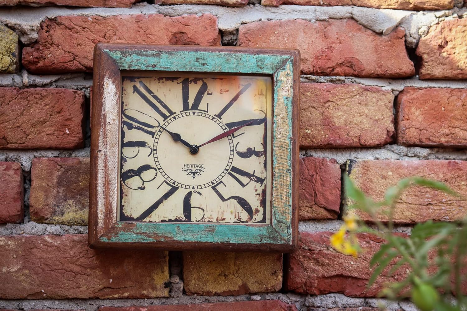 DeKulture Handcrafted Vintage Recycled Wood Wall Clock - Limited Edition - Eco-Friendly Collectible, Antique Timekeeper for Living Room, Dining Room, Office (21x7x21 cm)