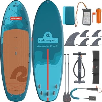 Retrospec Weekender Crew Multi-Person Paddle Board, Inflatable, Party SUP