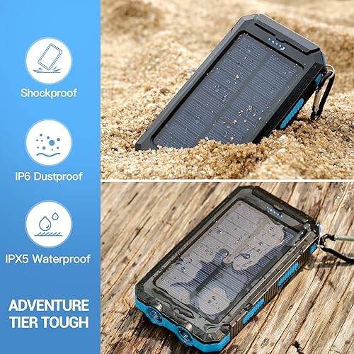 Miniatura 4 de Cargador solar 20000 mAh portátil impermeable cargador de batería solar para exteriores paquete de baterías externas de reserva para camping salida