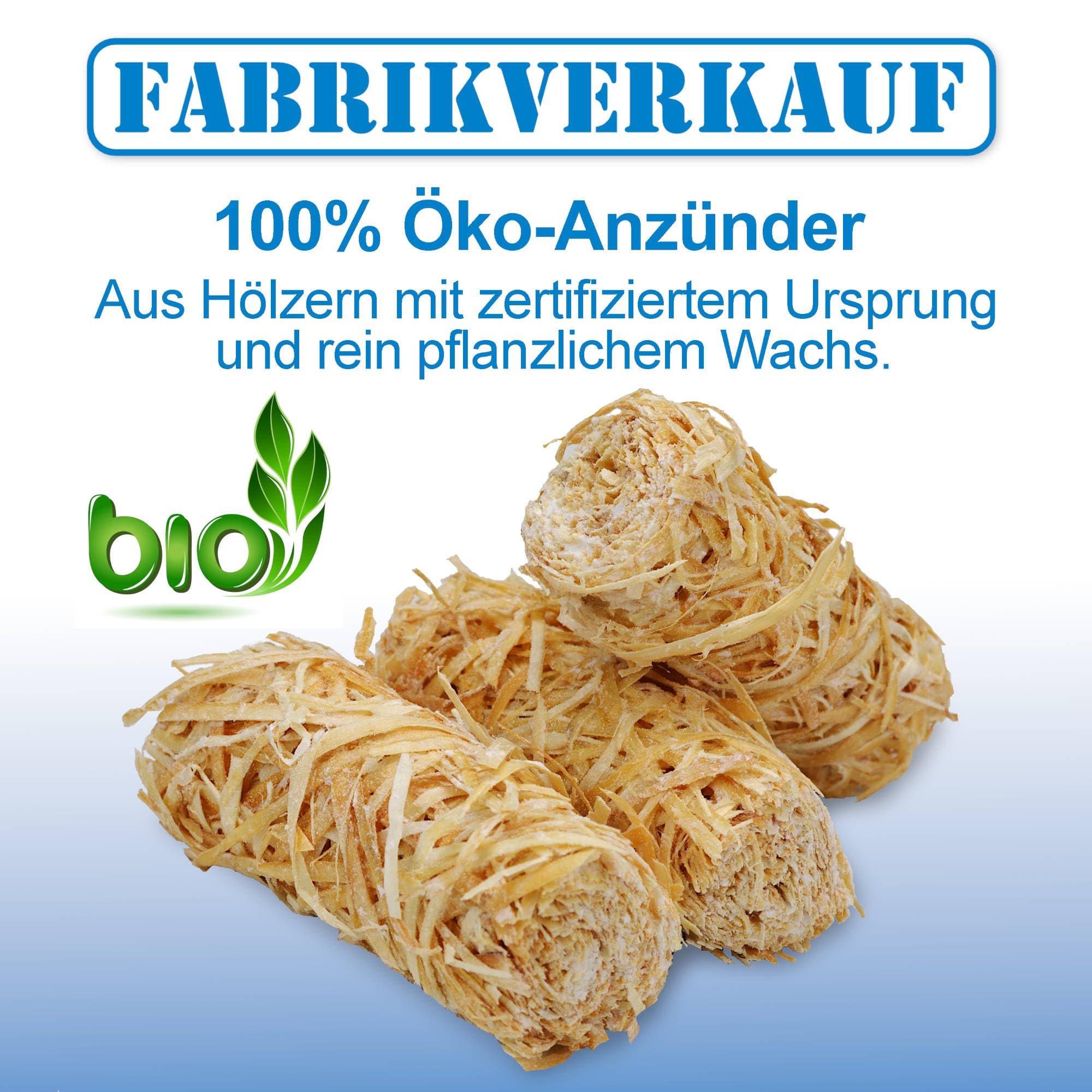 FABRIKVERKAUF Öko-Anzündwolle (5 kg) ca. 400 Stück, auch als (3kg+10kg), ökologische Grillanzünder, Kaminanzünder, Ofenanzünder, Holzwolle, Anzünder (5kg)