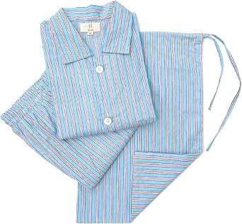 Huar Mens 100% Cotton Pajamas Sets Long Sleeve Top and Pants Button Down Sleepwear Loungewear Pjs set with Pockets