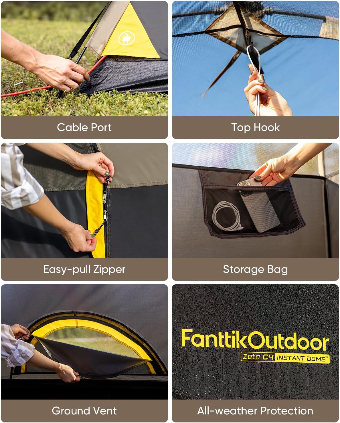 FanttikOutdoor Zeta C4 Camping Tent, 4 Person Instant Dome Tent & FanttikOutdoor Zeta L8 Max Camping Chair