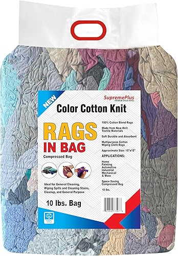 Miniatura 2 de Trapos de limpieza de punto de color premium (bolsa de 10 libras)  Compra trapos a granel para talleres, mecánicos, pintores y uso doméstico, trapos
