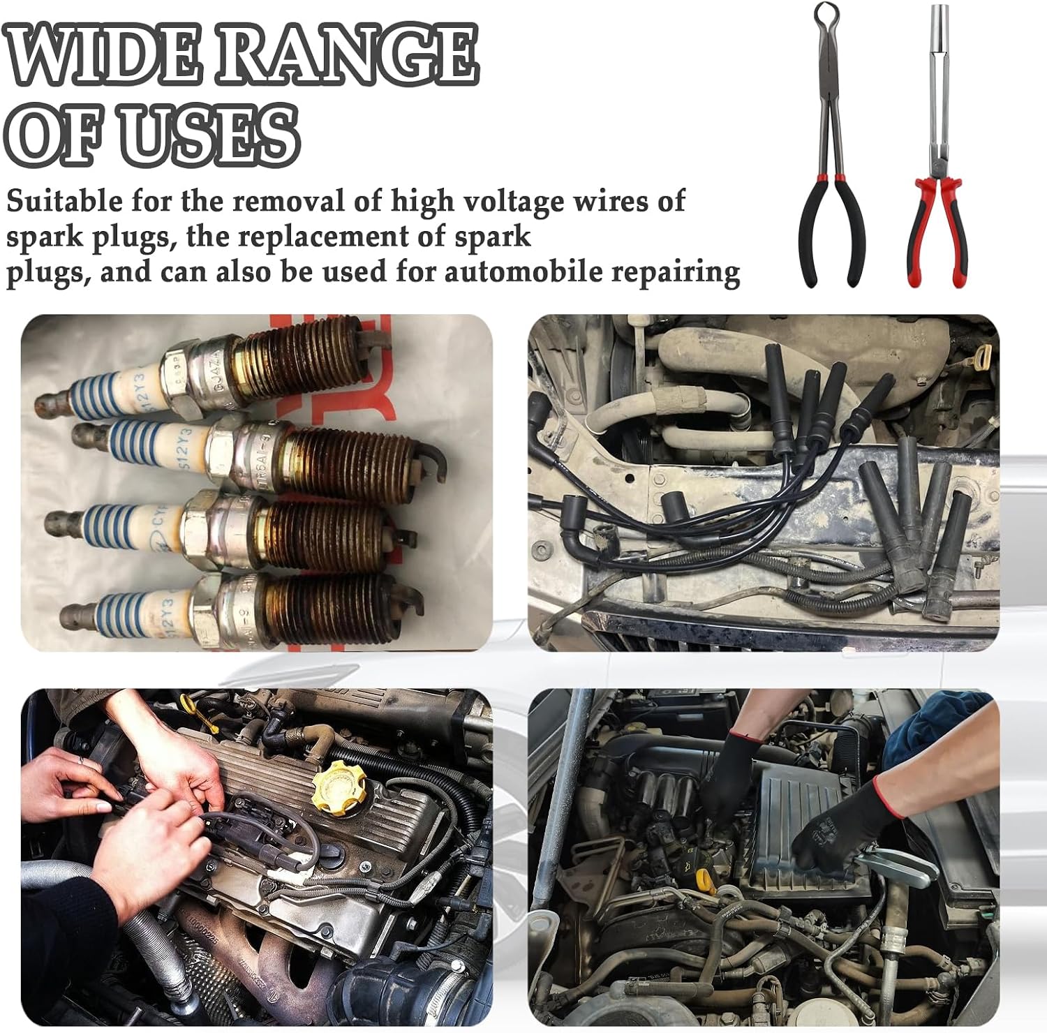 2PCS Sleeve & Round Spark Plug Tools Kit,Multi-functional Spark Plug Boot Removal Tool Set for Removing and Installing the Sparkplugs,Heavy Duty Sparks Plugs Wire Removal Tool