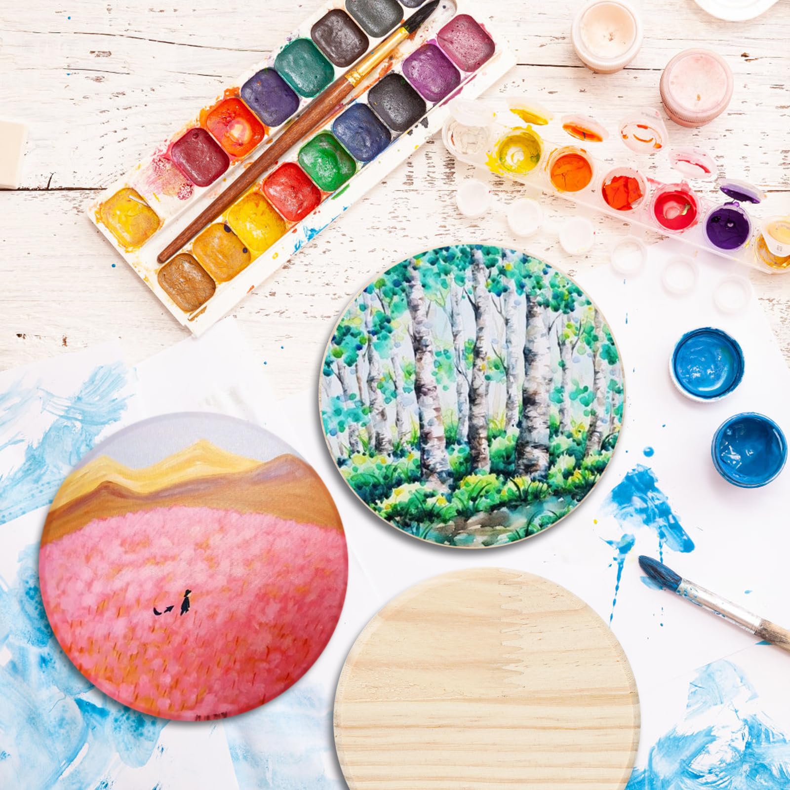 Sottobicchieri In Legno Grezzo Per Fai Da Te - 20 Pezzi Da 10 Cm Con Cuscinetti Antiscivolo - Personalizzabili - Foto 9