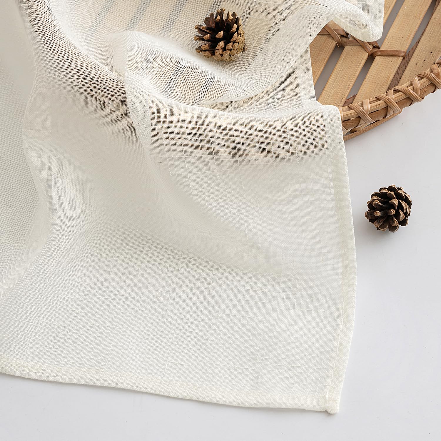 MIULEE Tende Trasparenti Tende per Interni con Nastro Arricciato 2 Pannelli per Finestre Camera da letto Soggiorno Casa Moderna 140X280 CM Bianco Latte