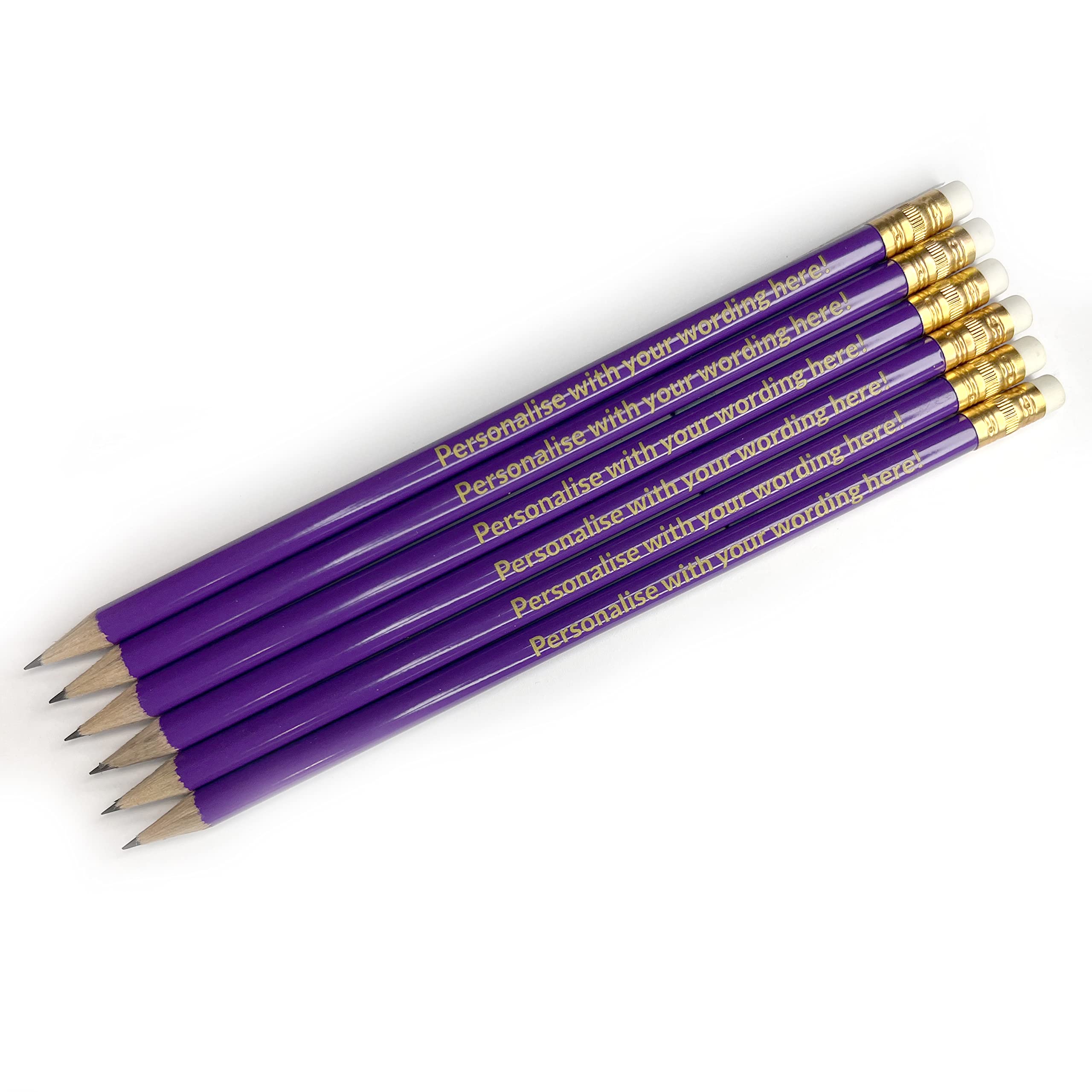 6 Personalised Upload Your Own Wording HB Graphite Childrens Pupils Colleagues Name Phrase Gift Pencils Primary Teaching Services (Purple) — image 1