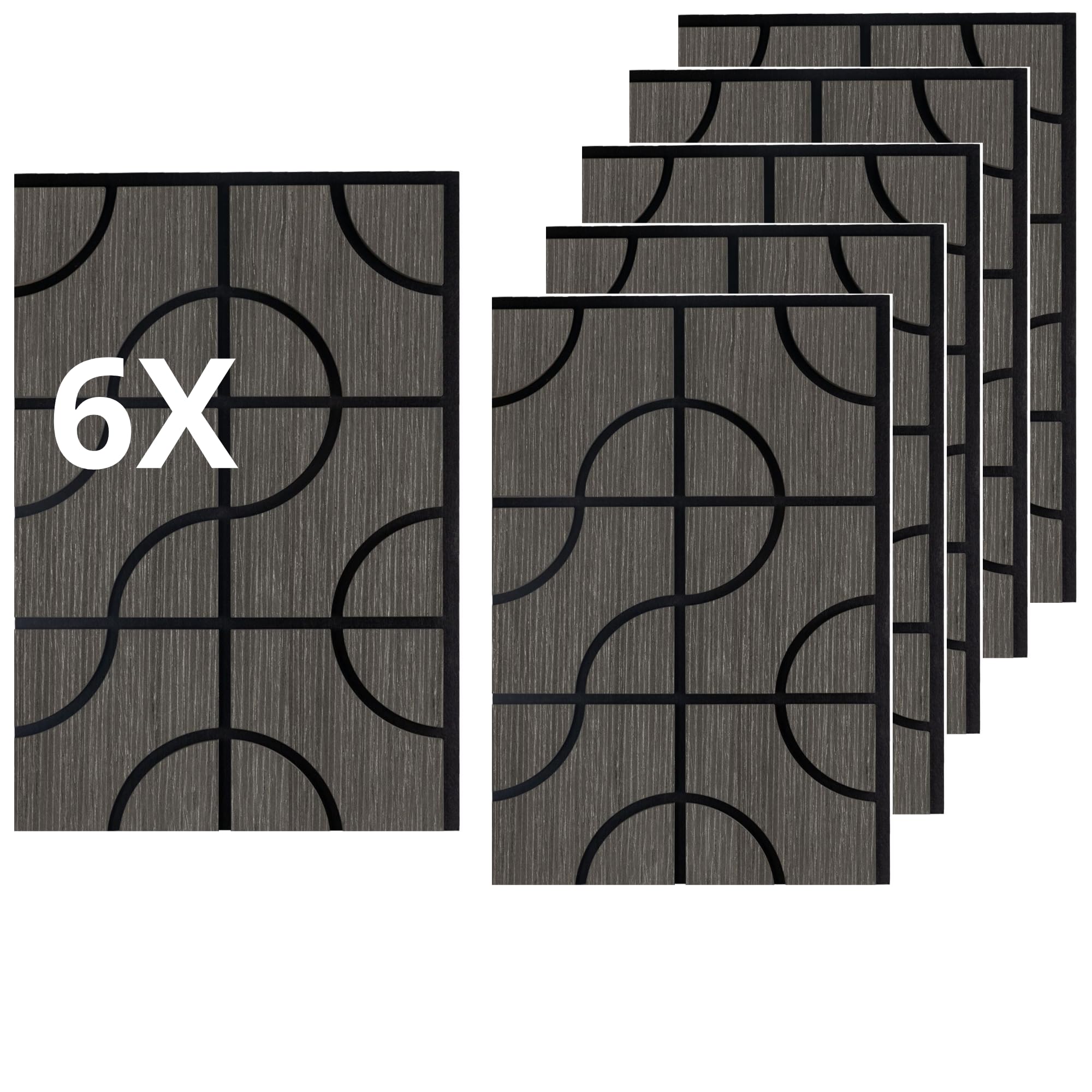 Juego de 6 paneles de pared con efecto de láminas para revestimiento de pared, techo, polímero, plástico, interior y exterior, 63 x 41,5 cm, encastre lateral, recortables, rígidos, decorativos, gris