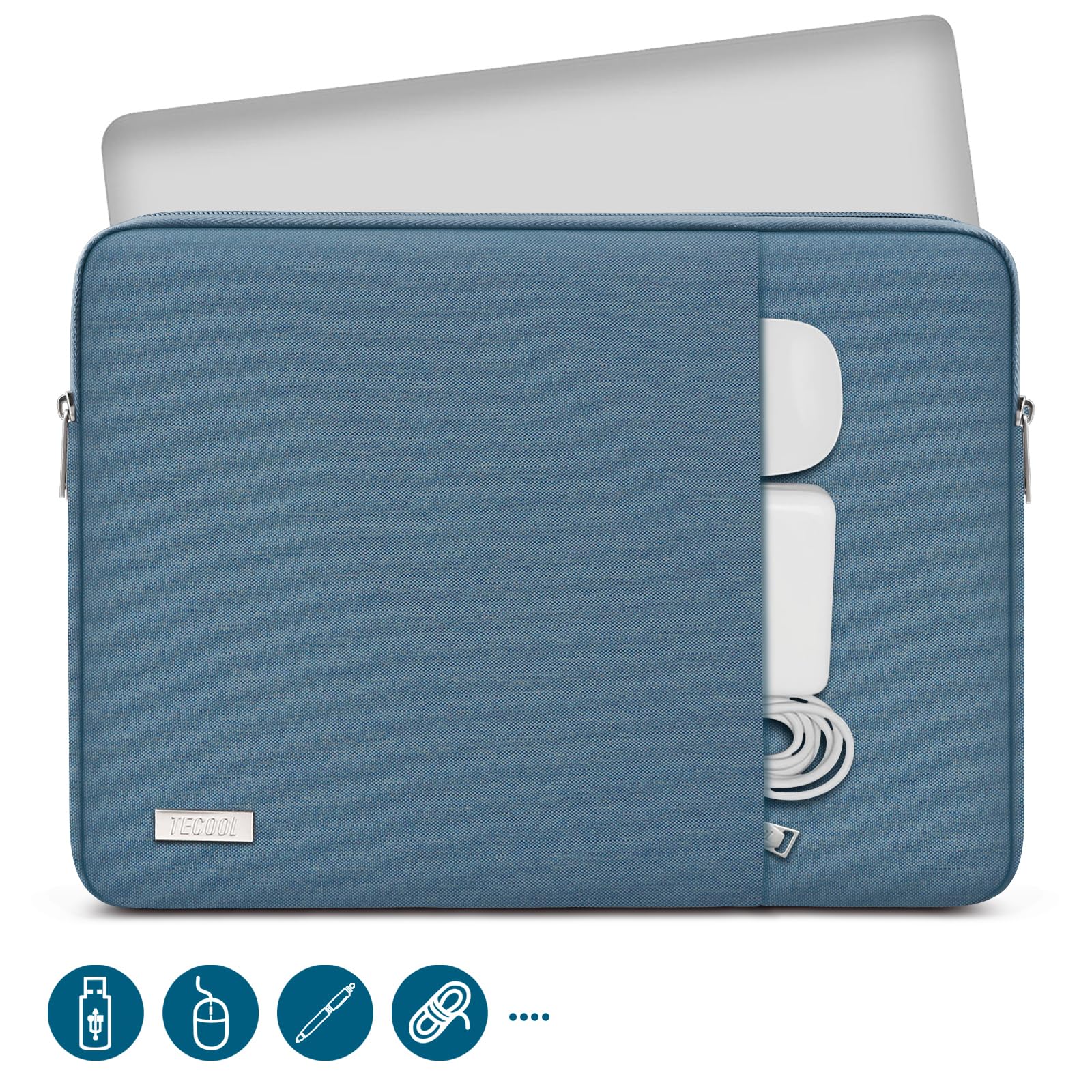 TECOOL Custodia 13-13,3 Pollici per MacBook Air 13 13.6 M4 M3 M2 M1 2025 2024-2010,MacBook Pro 13 M2 M1 2022-2012,MacBook Pro 14 M4 M3 M2 2024-2019,Porta Computer per 13 PC Portatili,Denim Blue