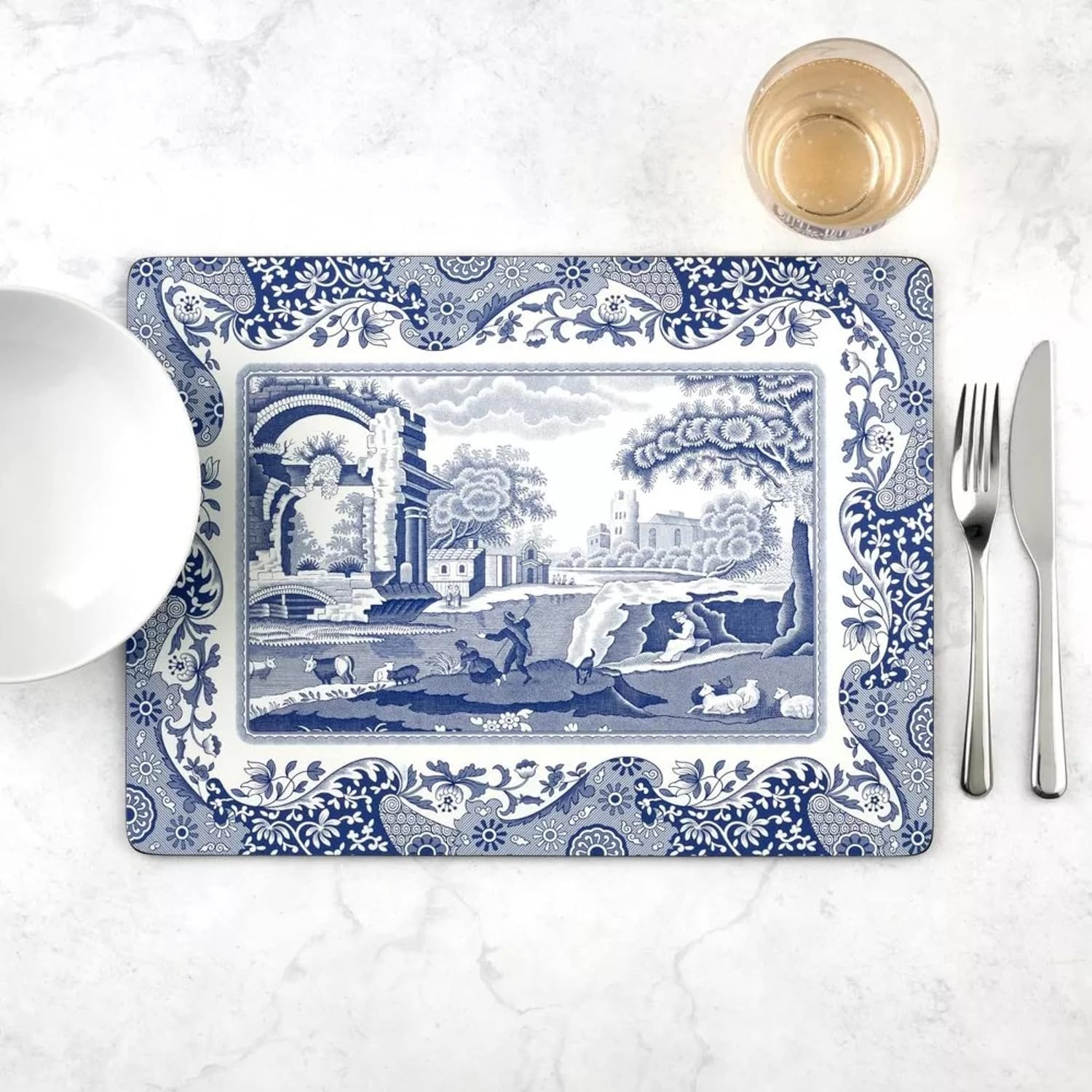 Blue Italian Hardboard Placemats Set of 4