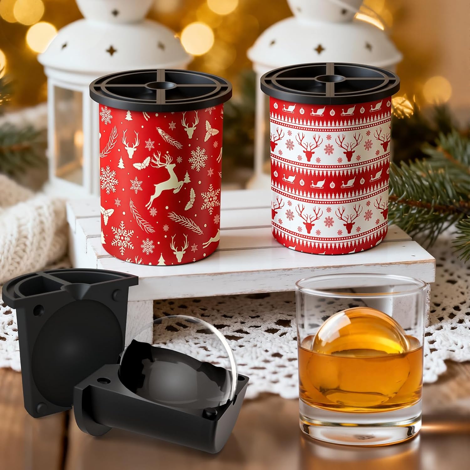 Clear Ice Cube Maker - 2.5" Round Ball - Stainless Steel Clear Ice Cube Molds - Sphere Mold & Christmas Gift for Cocktails, Drinks & Bourbon, Whiskey Gifts for Men Women Dad(2 Packs)