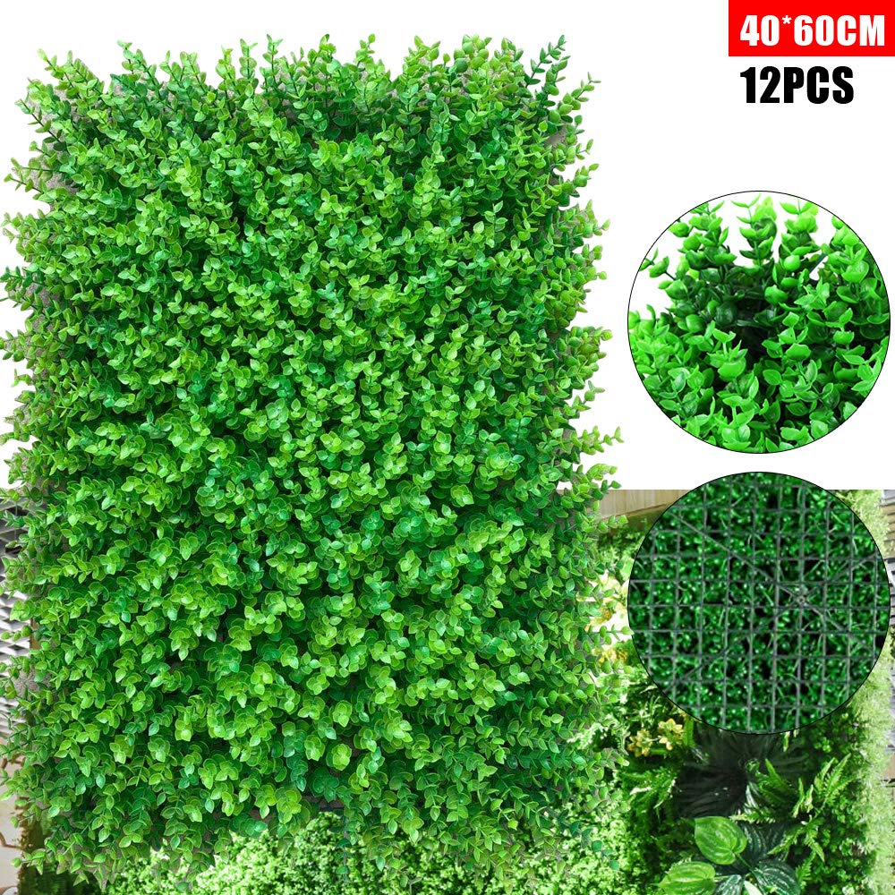 12 Stück künstliche Buchsbaumhecke, künstlicher Pflanzenrasen Hintergrund, grüne Pflanzenwand Gartendekoration, Simulation Pflanzenwand, geeignet für Haus, Gartendekoration, 40 * 60 cm