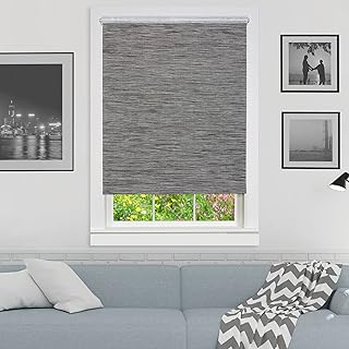 Cordless Privacy Jute Window Roller Shade - 37 Inch Width, 72 Inch Lengt...