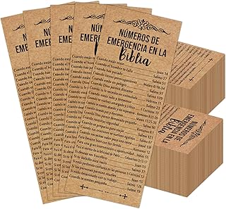 100 Pcs Spanish Bible Emergency Numbers Bookmark Inspirational Christian Cards Spanish Christian Gifts for Daily Encouragement Church Favor Vacation Bible Sunday School Teacher(Brown)