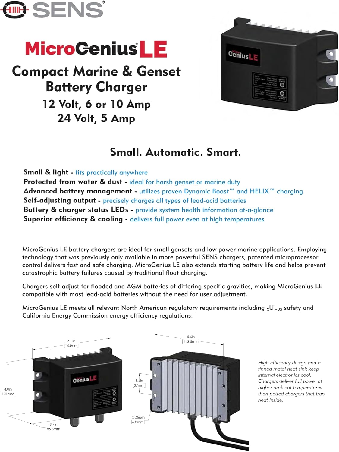 SENS MicroGenius LE Battery Charger (LE-1210-A0-SS)