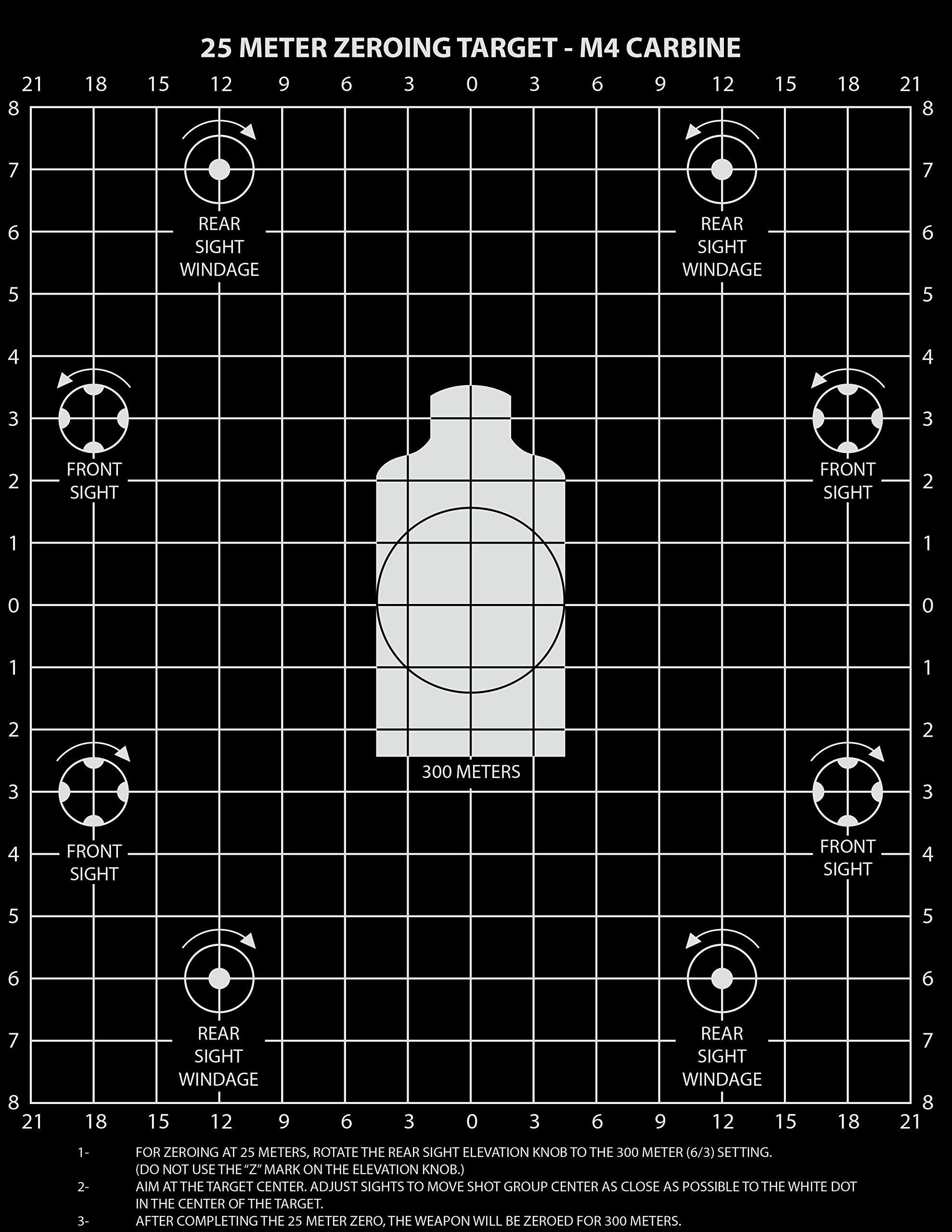 M4 Carbine 25 Meter Zeroing Target on EZ Peel Notepad