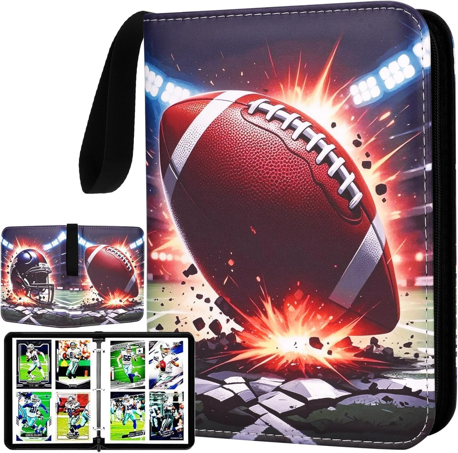 HBK Baseball Card Binder 400 Pockets, PU Leather Collectible Trading Card Album with 50 Sleeves, Sports Card Holder Binder for Baseball Cards Collector