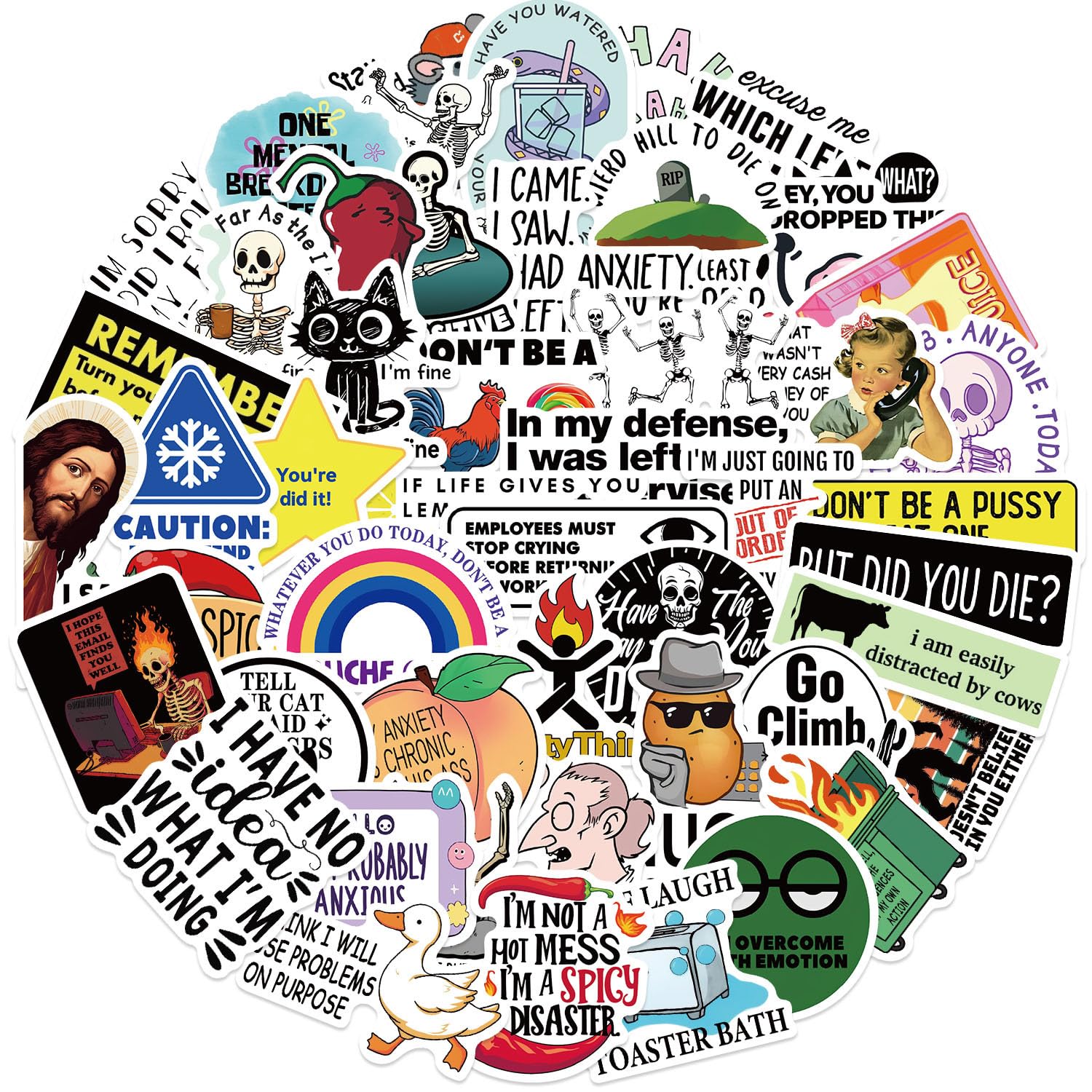 50Pcs Funny Sarcastic Snarky Meme Stickers Laptop Car Scrapbook Phone Skateboard Suitcase Luggage Bike Snarky Meme Vinyl Waterproof Aesthetic Personalised Stickers for Teens Boys Girls Adults - Image 2