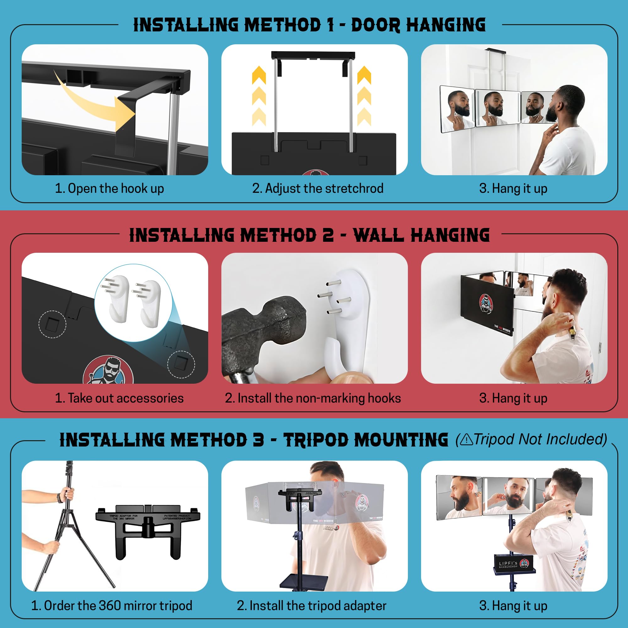 360 Degree LED Barber Mirror - Self Hair Cutting -6 360 Degree LED Barber Mirror - Self Hair Cutting -6