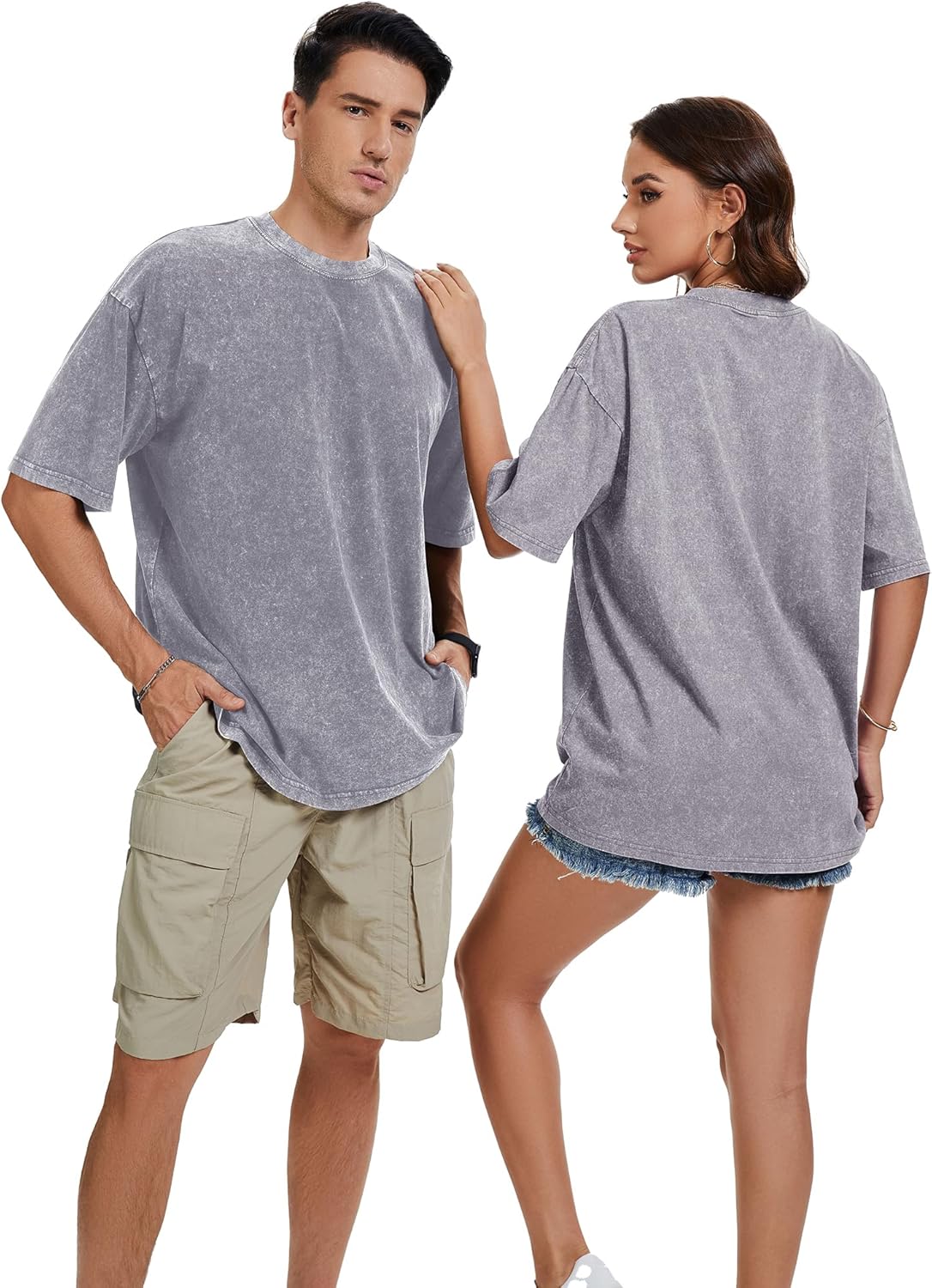 rosemia Oversized Tshirts for Men Vintage Short Sleeve Shirts Acid Wash Basic Tees - Image 5