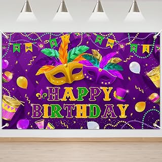 Mocsicka purple and green Mardi Gras party backdrop