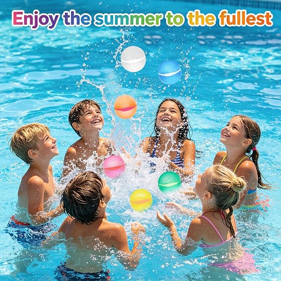 Reusable Water Balloons for Kids,24PCS Refillable Latex-Free Silicone Water Bomb with Mesh Bag, Summer Toys Beach toys Swimming Pool Party Supplies Bath Toy Outdoor Idea Gift for Kids
