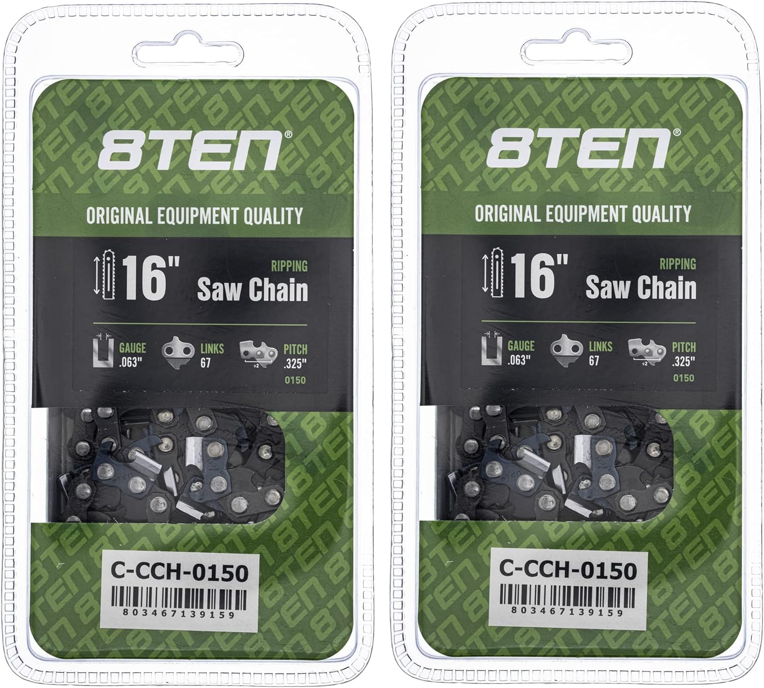 8TEN Ripping Chainsaw Chain 16 Inch .063 .325 67DL for Stihl 024 028 MS 261 290 361 390 3639 005 0067 (4 Pack)
