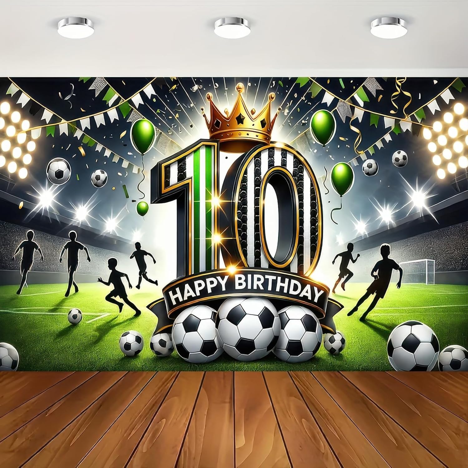 Happy 10th Birthday Banner Soccer Themed Party Backdrop 10th Birthday Party Decorations for Boys Soccer Photo Booth Props Background for Girls Teens Football 10th Anniversary Party Supplies - Image 5